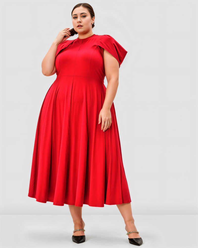 Asymmetric Puff Sleeve Cotton Jersey Dress | Red